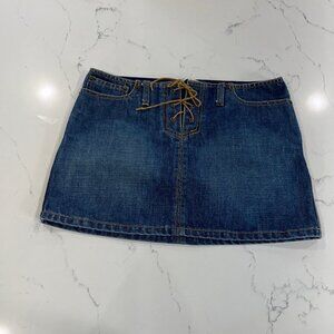 2YK Abercrombie & Fitch Denin Mini Skirt Front Lace Up Size 1